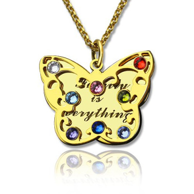 Birthstone Butterfly Necklace 18ct Gold Plated - The Name Jewellery™