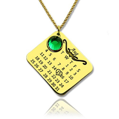 Birth Day Gifts - Birthday Calendar Necklace 18ct Gold Plated - The Name Jewellery™