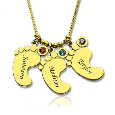 Mother Pendant Baby Feet Necklace 18ct Gold Plated - The Name Jewellery™