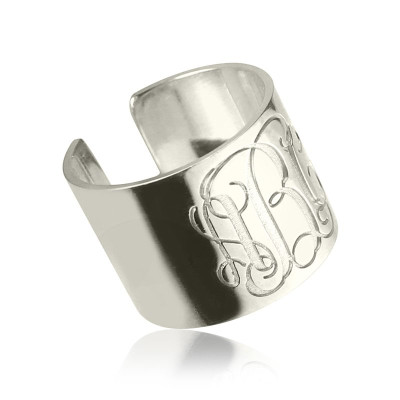 Personalised Monogram Cuff Ring Sterling Silver - The Name Jewellery™