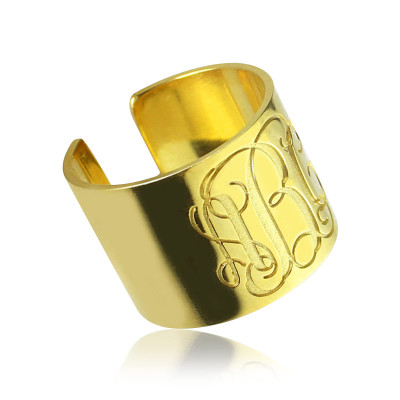 Script Monogram Cuff Ring Gifts 18ct Gold Plated - The Name Jewellery™