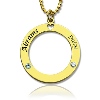 Circle of Love Name Necklace with Birthstone 18ct Gold Plated Silver - The Name Jewellery™