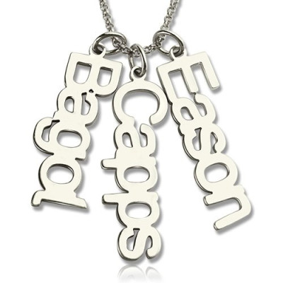 Customised Vertical Multi Names Necklace Sterling Silver - The Name Jewellery™