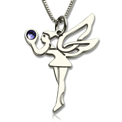 Personalised Fairy Birthstone Necklace for Girls Sterling Silver - The Name Jewellery™