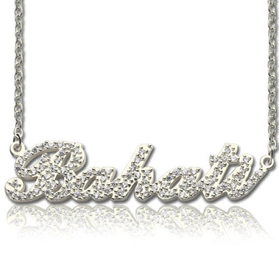Sterling Silver Full Birthstone Carrie Name Necklace - The Name Jewellery™
