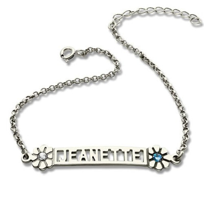 Personalised ID Birthstone Name Bracelet For Teens - The Name Jewellery™