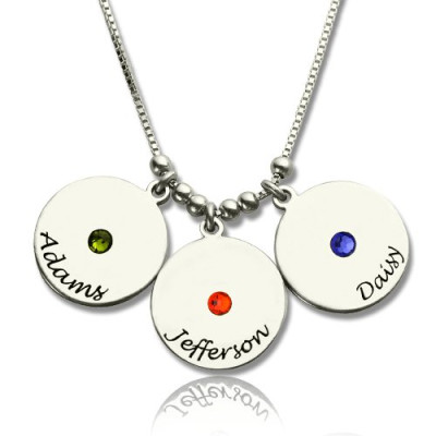 Mother's Disc and Birthstone Charm Necklace - The Name Jewellery™