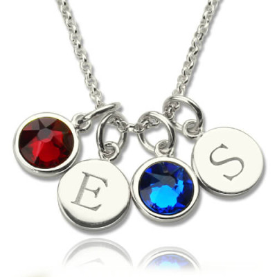Personalised Double Initial Charm Necklace with Birthstone - The Name Jewellery™