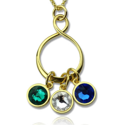 Personalised Family Infinity Necklace with Birthstones 18ct Gold Plate - The Name Jewellery™