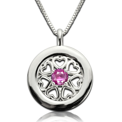 Birthstone Hearts All Around Pendant Necklace Sterling Silver - The Name Jewellery™