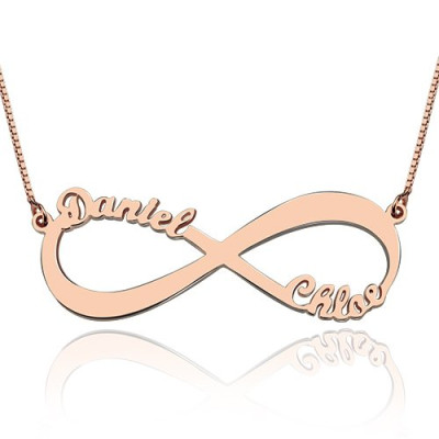 18ct Rose Gold Plated Double Name Infinity Necklace - The Name Jewellery™