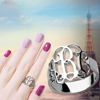 Personalised Sterling Silver Monogram Ring - The Name Jewellery™