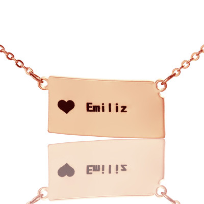 Custom Kansas State Shaped Necklaces With Heart  Name Rose Gold - The Name Jewellery™