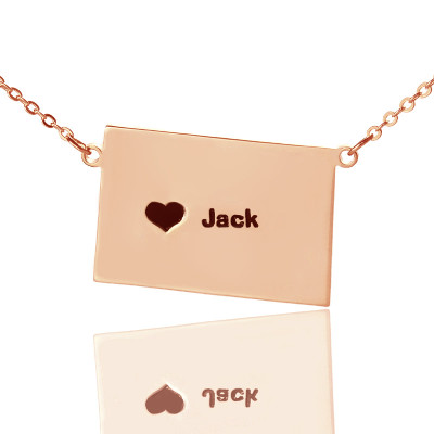 Custom Colorado State Shaped Necklaces With Heart  Name Rose Gold - The Name Jewellery™