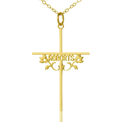 Gold Plated 952 Silver Cross Name Necklaces with Rose - The Name Jewellery™