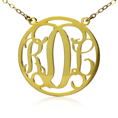 Circle 18ct Solid Gold Initial Monogram Name Necklace - The Name Jewellery™
