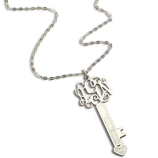 Personalised Key Necklace Sterling Silver with Monogram - The Name Jewellery™