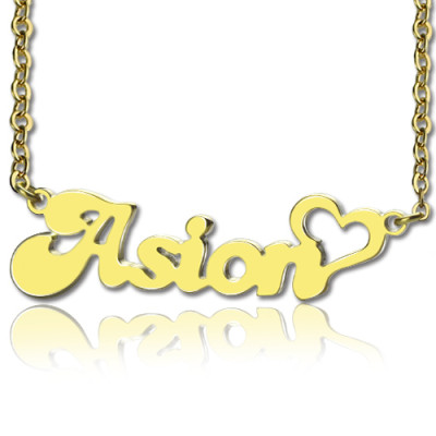 Custom Name Necklace in18ct Gold Plated with Heart - The Name Jewellery™