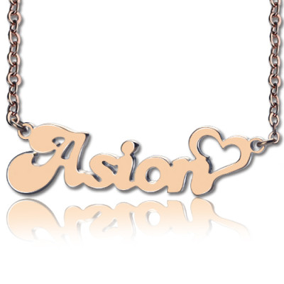Personalised BANANA Font Heart Shape Name Necklace 18ct Rose Gold Plated - The Name Jewellery™