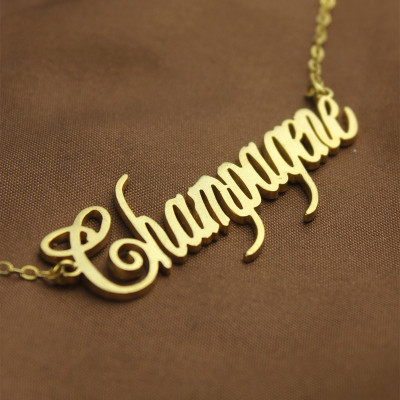 Solid Gold Personalised Champagne Font Name Necklace - The Name Jewellery™