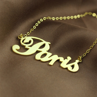 Paris Hilton Style Name Necklace 18ct Solid Gold - The Name Jewellery™