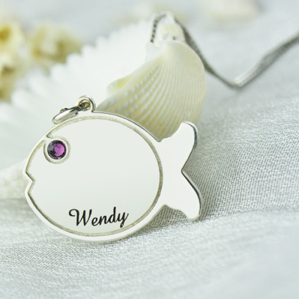 Fish Necklace Engraved Name Sterling Silver - The Name Jewellery™
