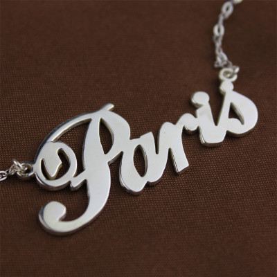 Paris Hilton Style Name Necklace 18ct Solid White Gold Plated - The Name Jewellery™