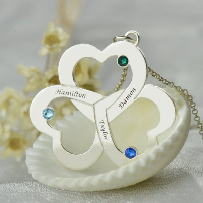 Personalised Three Triple Heart Shamrocks Necklace with Name - The Name Jewellery™