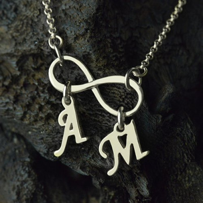 Personalised Infinity Necklace Double Initials Sterling Silver - The Name Jewellery™