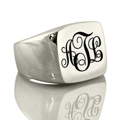 Personalised Signet Ring Sterling Silver with Monogram - The Name Jewellery™