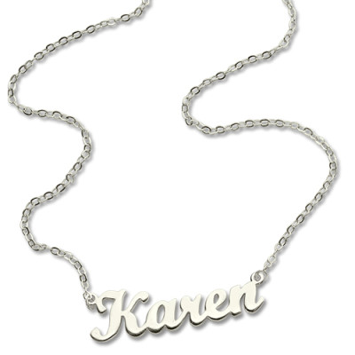 Solid 18ct White Gold Plated Karen Style Name Necklace - The Name Jewellery™