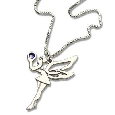 Personalised Fairy Birthstone Necklace for Girls Sterling Silver - The Name Jewellery™