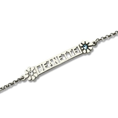 Personalised ID Birthstone Name Bracelet For Teens - The Name Jewellery™