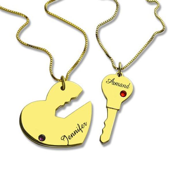 Key to My Heart Couple Name Pendant Necklaces Gold - The Name Jewellery™