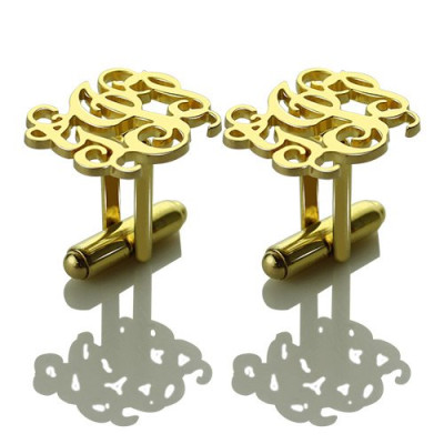 Monogrammed Cuff links Cut Out Initials 18ct Gold Plated - The Name Jewellery™