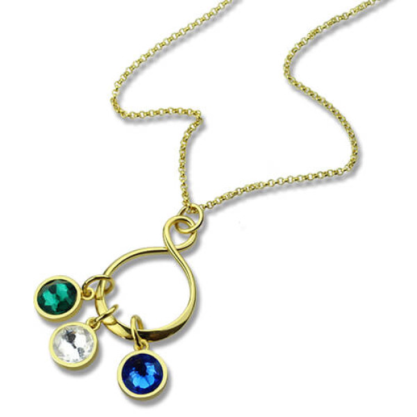 Personalised Family Infinity Necklace with Birthstones 18ct Gold Plate - The Name Jewellery™