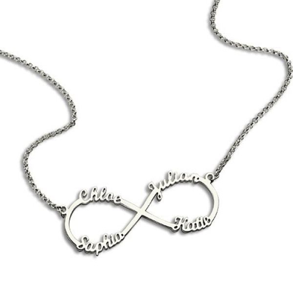 Sterling Silver Infinity Symbol Necklace 4 Names - The Name Jewellery™