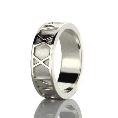 Personalised Roman Numerals Band Ring Sterling Silver - The Name Jewellery™