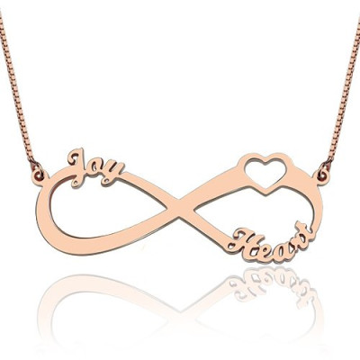 Heart Infinity Necklace 3 Names 18ct Rose Gold Plated - The Name Jewellery™
