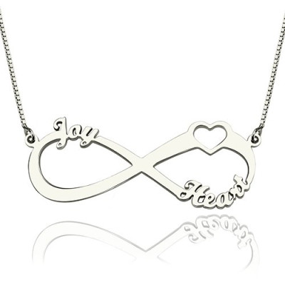 Heart Infinity Necklace 3 Names Sterling Silver - The Name Jewellery™