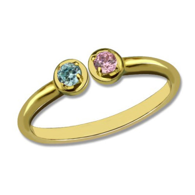 Dual Birthstone Ring 18ct Gold Plated - The Name Jewellery™
