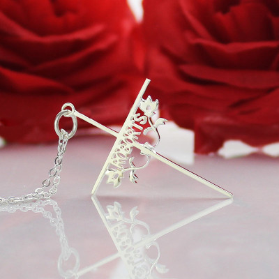 Silver Cross Name Necklaces with Rose - The Name Jewellery™