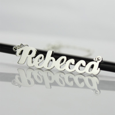 Personalised 18ct White Gold Plated Puff Font Name Necklace - The Name Jewellery™