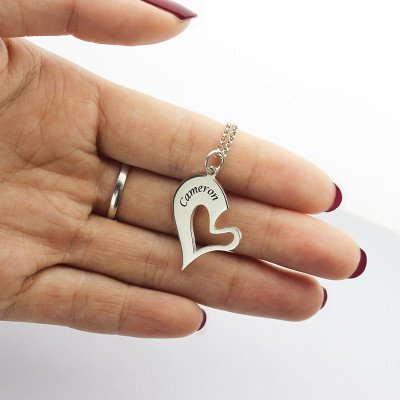 Personalised Breakable Heart Name Necklace for Couples Silver - The Name Jewellery™