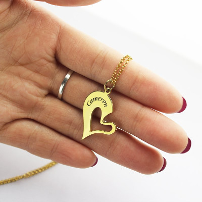 Double Name Heart Friend Necklace Couple Necklace Set 18ct Gold Plated - The Name Jewellery™