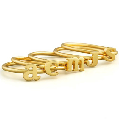 Custom Midi Initial Letter Ring 18ct Gold Plated - The Name Jewellery™