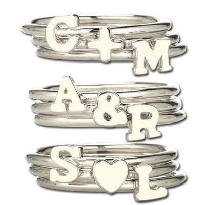Stackable Midi Initial Ring Sterling Silver - The Name Jewellery™