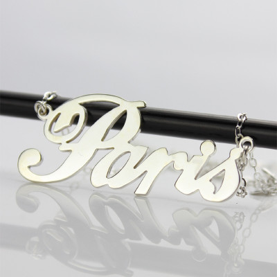 Paris Hilton Style Name Necklace 18ct Solid White Gold Plated - The Name Jewellery™