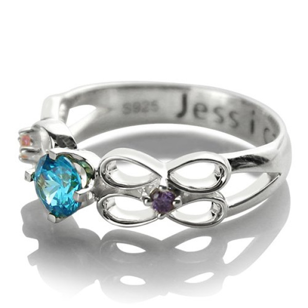 Customised Infinity Promise Ring With Name  Birthstone for Her Silver - The Name Jewellery™