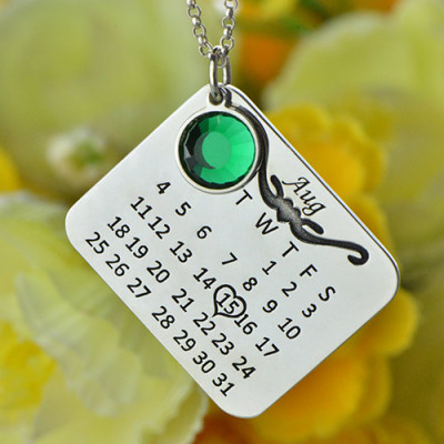 Birthstone Birthday Calendar Necklace Gifts Sterling Silver - The Name Jewellery™